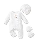 Yhnslsf Newborn Boy Clothes Infant Baby Romper Winter White Ribbed Outfit Solid Knit Long Sleeve Jumpsuit Fall Clothing