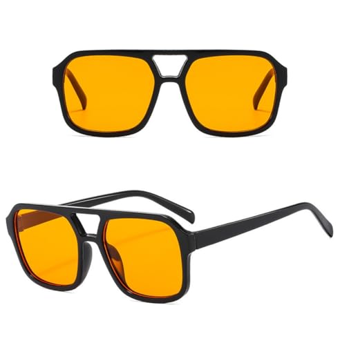 Image of Retro 70s Square Aviator Sunglasses Women Men Vintage Rectangle Sunglasses Flat Frame Trendy Shades