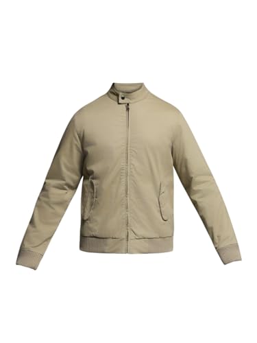 Image of Jack & Jones Men's Mock Collar Solid Cotton Casual Bomber Jacket, Standard Length