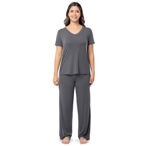 Image of Fruit of the Loom womens Short Sleeve Tee and Pant 2 Piece Sleep Set