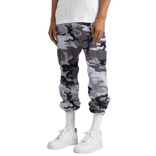 Men's Camo Cargo Pants Casual Camouflage Print Stretch Elastic Waist Tapered Tactical Climbing Pants with Pockets2