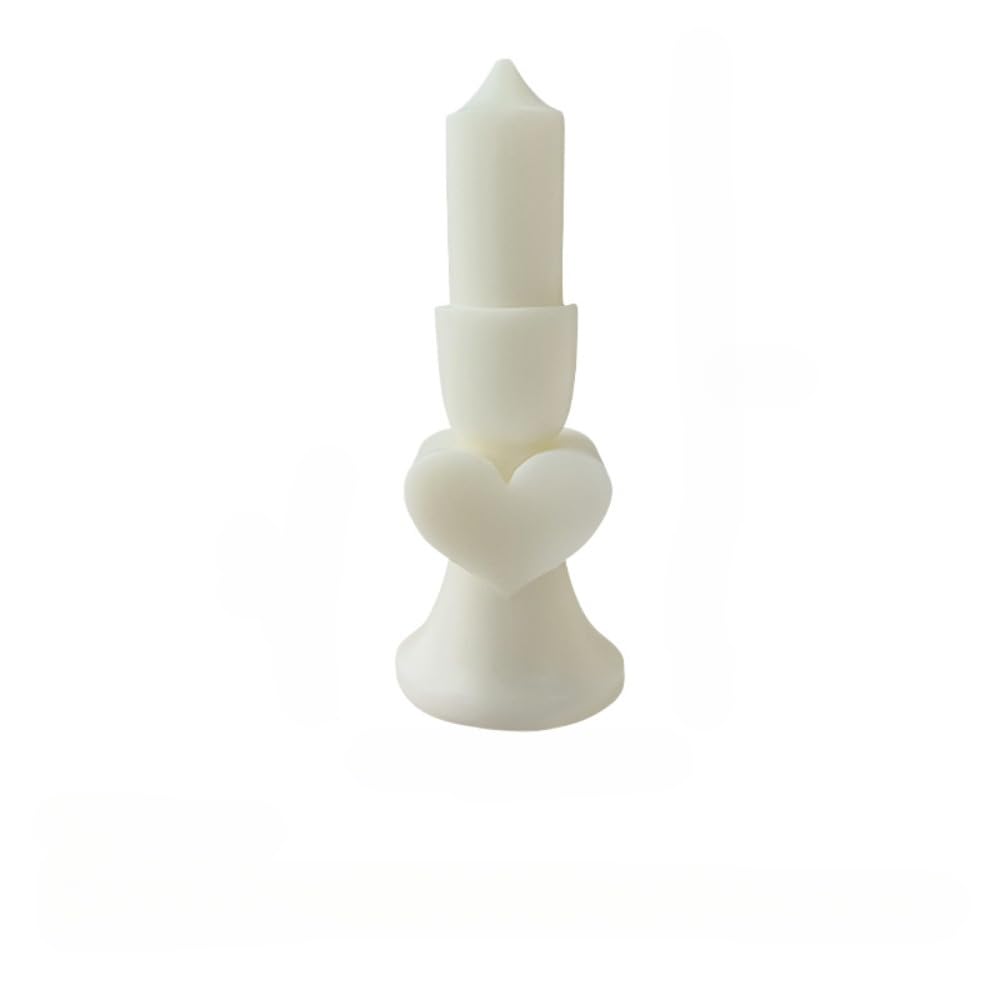 Heart Shaped Candle Holder Scented Candle 4.3X4.5X11.2Cm 55G Soy Wax Aromatherapy Stress Relief Long Lasting Fragrance Home Decor Birthday Gift (White)