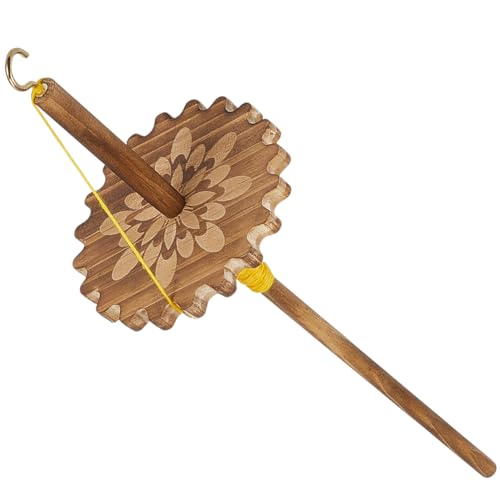 BENECREAT Tropfenspindel Oberwirbel Spinnrad Werkzeuggarn Holzwebspindel Wirtel Garnspinnwerkzeug Für Anfänger DIY Spinnen Basteln Versorgung 90x327mm Flower