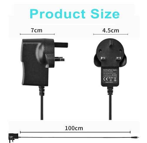 9V 1A Power Supply, AC to DC Powers Adapter 100-240V 50 60HZ Center Positive, Universal 1000MA Transformer Converter Charger UK Plug for Kids Electric Cars LED Strip Lights, Router, Video/Audio - Image 4