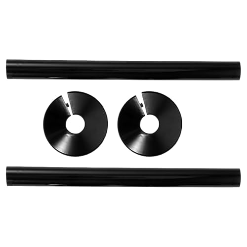 STOBAZA Juego de 2 Cubiertas Decorativas para Tuberías de Agua y Calefacción, Plástico Resistente Negro, Diámetro 15 Mm y Tubo 200 Mm, Accesorio para Baño y Cocina, Cubre Radiadores