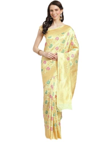 DENMOUS Ethnic Motifs Woven Design Zari Sari - 2743784, dorado, talla única