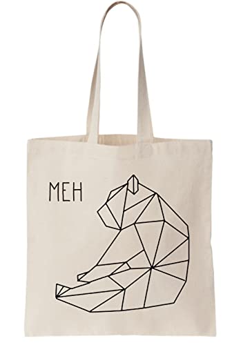 Imagen de Meh Bear Origami Bolsa de lona con dibujo de líneas modernas