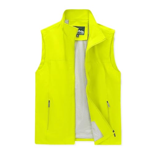 Image of Mens Vests Outerwear Windproof Lightweight Softshell Sleeveless Jacket | Breathable Zip Up Multi-Pockets Quick Dry Sports Vest for Golf Hiking Fishing Running