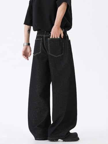 Men's Pants Denim Straight Jeans Light Loose Wide Leg Trouser for Man4