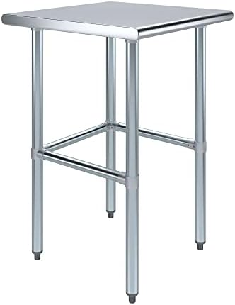 AmGood Stainless Steel Work Table Open Base | NSF Kitchen Island Food Prep | Laundry Garage Utility Bench (24" Long X 24" Deep)