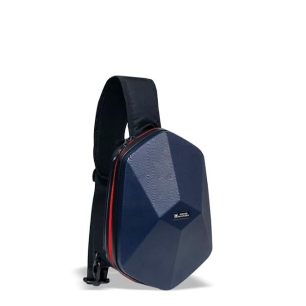 Unisex Navy Blue UFO Mini Crossbody Bag, 7L Capacity, Diamond-Cut ABS Hard Case with 180° Opening, Lightweight & Durable Sling Bag for Travel, Office, and Everyday Use-image-13