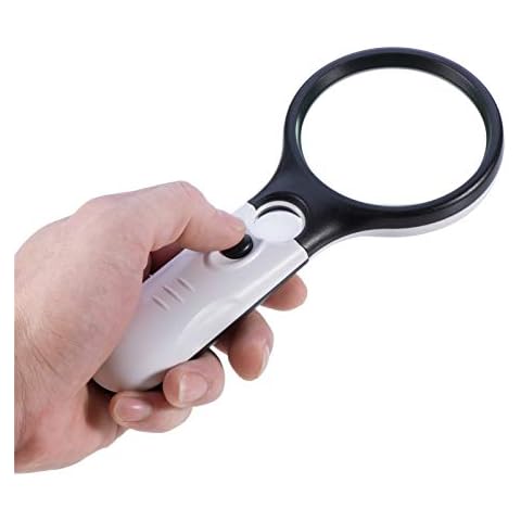 CUTE 4 U New 45x Handheld Magnifying Glass Reading Lens 3 LED Light Jewelry Loupe Cover