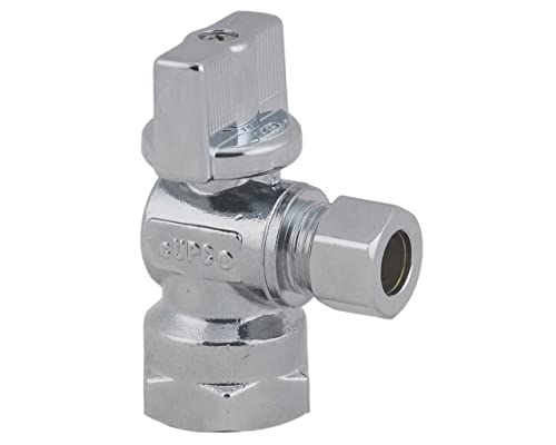 Ld Valve -1/4 Turn Angle Stop Valve 1/2-In Fip Iron Pipe X 3/8-In Od Compression, Quarter Turn Lf Brass Chrome Plated Water Shut Off Angle Valve For Faucet Or Toilet Installation-Ld Brand (2-Pack) #TOP4