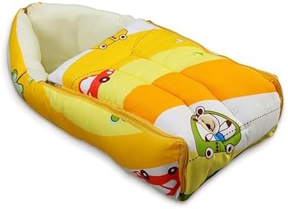 3-in-1 Ba-by Bed Pillow, Bag & Carry, Cotton Bedding Print Multicolor