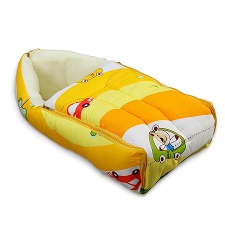 3-in-1 Ba-by Bed Pillow, Bag & Carry, Cotton Bedding Print Multicolor