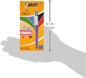 Miniatura 2 de BIC Bolígrafos Shine de 4 colores, cuerpo morado metálico, caja de 12