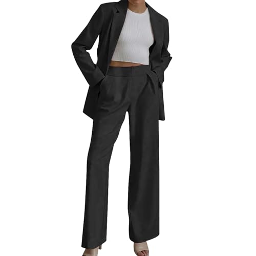Blazer für Damen,Hosenanzüge für Damen Festlich Elegant Blazer Streetwear Zweiteiler Hosenanzug Business Modern Anzug Set Revers Slim Fit Sportlich Outfit 2 teiler Sommer Freizeitanzug,Schwarz XXL Blazer für Damen,Hosenanzüge für Damen Festlich Elegant Blazer Streetwear Zweiteiler Hosenanzug Business Modern Anzug Set Revers Slim Fit Sportlich Outfit 2 teiler Sommer Freizeitanzug,Schwarz XXL