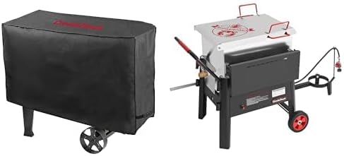 Creole Feast CFB3001 70 QT Outdoor Crawfish Boiler with Stir Paddle & CR1001A Premium Oxford Grill Cover Bundle, Black & Silver