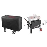 Creole Feast CFB3001 70 QT Outdoor Crawfish Boiler with Stir Paddle & CR1001A Premium Oxford Grill Cover Bundle, Black & Silver