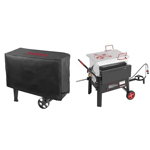 Creole Feast CFB3001 70 QT Outdoor Crawfish Boiler with Stir Paddle & CR1001A Premium Oxford Grill Cover Bundle, Black & Silver
