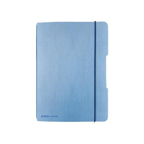 herlitz 50033713 Notizheft flex Leinen, A5, 40 Blatt punktiert, FSC-Mix, Farbe: hellblau, 1 Stück