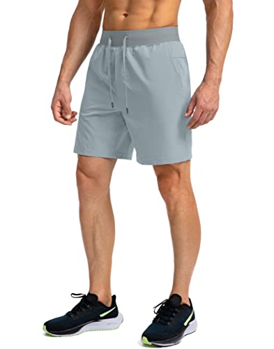 Image of Men's Running Shorts with Zipper Pockets 7 Inch Lightweight Quick Dry Gym Workout Athletic Shorts for Men