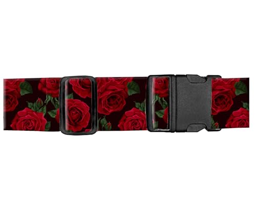 Image of Luggage Straps for Suitcases, Adjustable Travel Belt, Durable Wide Luggage Strap, Cute Suitcase Strap Identifiers with Buckle, Bag Straps for Luggage, Luxury Roses