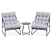 Koll Living Outdoor Bistro-Set Lara | Modernes Gartenmöbel Set mit 2 Sesseln & Tisch | Wetterfest, UV-beständig, wasserabweisend (Grau)
