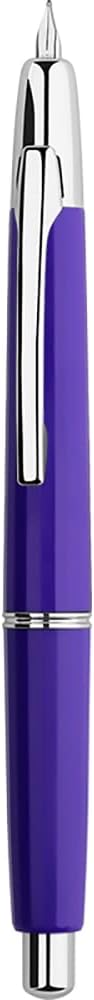 erofa Majohn A2 Press Fountain Pen Extra Fine Nib with Box, Retractable Purple Resin Ink Pen with Converter Writing Pen Set (Silver Clip Version