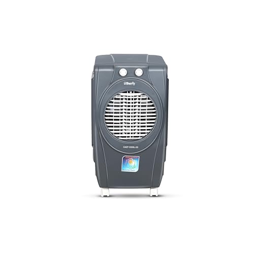 BHABURLY Eazycool 35 L Personal Portable Air Cooler 2000 CMH 100 W Anti Bacterial Honeycomb 35 ft Airthrow Auto Swing 3 Speed Control Grey & White 12" Blade 1 Year Warranty 2600 RPM