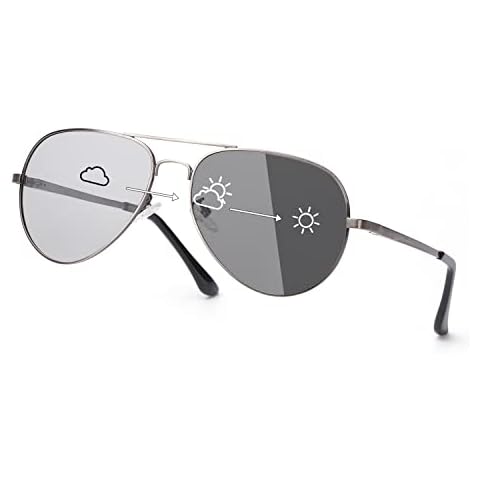 SODQW Photochromic Polarized Sunglasses Mens Pilot Sun Specs for Driving Cycling with UV400 Protection Cover