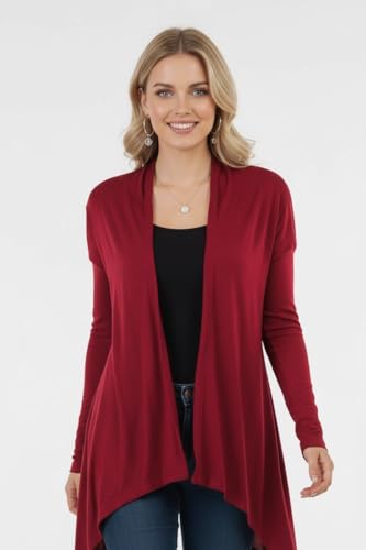Image of ToBeInStyle Womens Open Front Long Sleeve Lightweight Asymmetrical Draped Cardigan with Side Pockets