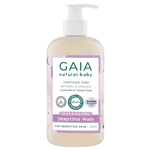 GAIA Natural Baby Sleeptime Wash | Certified Natural | Suitable for Newborns | Sensitive Skin formula | organic Lavender | organic Chamomile | Soap & SLS Free | Perfume Free | Australian Made – 500mL