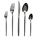 Messe mit günstig Kaufen-Besteck Set, LAZAHOME 30-teilig Besteckset für 6 Personen mit Messer Gabel Löffel, Edelstahl Essbesteck für Familie/Party/Hotel/Restaurant, Schwarz Tafelbesteck, Spiegelpoliert＆Spülmaschinenfest