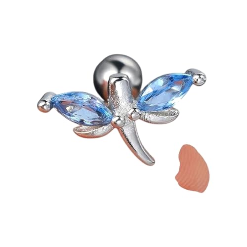 New 2026 1Pc Blue Crystal Bird Cupid's Arrow Ear Piercing Helix Tragus Earrings For Female Gold Color Daith Lobe Herish Jewelry Fashion Accessories Creative Gift