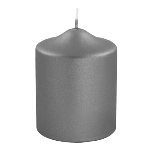 Stumpenkerze FINK Weihnachtsdeko Kerzen Gr Ø H 8 cm x 10 cm grau (grau metallic) Kerzen in Metallic-Optik Höhe ca 10 cm