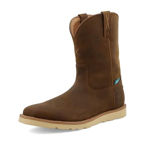 Twisted X Men's 10" Work Pull On Wedge Sole Boot, Square Toe, Distressed Saddle, 11 M Cover