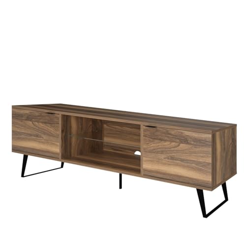HomeStock Country Cottage Mid Century Modern TV Stand 75 inch Farmhouse Entertainment Center with Storage, TV Stand for 75" TV, Oak TV Stand for Living Room Entertainment Center for Bedroom TV Stand W - Thumbnail 5
