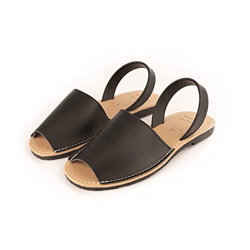 Schuhe für Frauen Menorquinische Frauen Leder Gummisohle, Abarcas Sandalen, (Schwarz, numeric_36) Cover