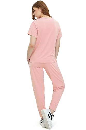 Image of ZEYO Women's Cotton Typography Printed Night Suit Pajama Set of Top & Joggers