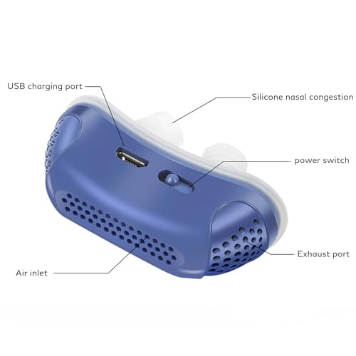 Sleep Apnea Devices - Micro CPAP Machine, Anti-Snoring Maskless Device, Portable CPAP for Sleep Apnea, Compact and Lightweight Sleep Aid, Mini CPAP for All Nose Shapes (Blue)