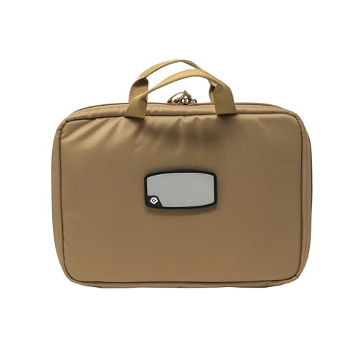 GRITR Double Handgun Sleeve – Tactical Soft Gun Case with ID Patch & Lockable Zippers – Compact Gun Pouch for Handguns and Ammo, Perfect for Gun Storage & Transport, Tan