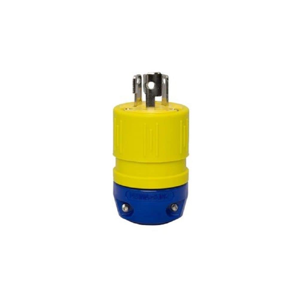 Ericson 1520-P Plug, Perma-Link, NEMA L5-15, 2 Pole/3 Wire Locking Blade, 15 Amp, 125V, 1 Phase, Safety Yellow