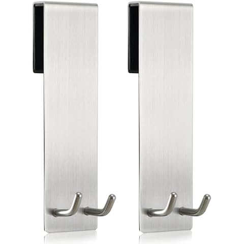 Happyiren Shower Door Towel Hook Extended Length, No Drilling & Adhesive Needed Stainless Steel Bathroom Hangers for Frameless Shower Stall Wall Cover