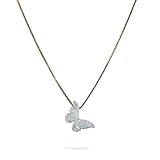White Opal Butterfly Necklace Gift for Women Girl Delicate Opal jewelry Gold Filled Box Chain