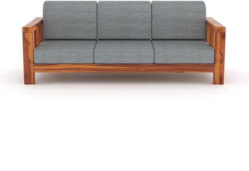 Image of Sheesham Solid Wood Six Seater Sofa Set for Living Room(6 Seater) (Provencial Teak 1)