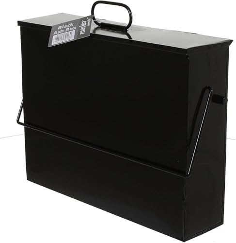 Unibos Ash Carrier Galvanised Metal Hot Tidy Box Container Fireplace Pan Bucket Bin Storage Box Variations (Black)