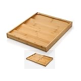 Copco 4 Tier Expandable Bamboo Spice Organizer for Drawers, Adjustable from 12.2 inch to 23 Inch, In Drawer Rack for Kitchen, Holds 32 Jars, Durable & Eco-Friendly Spice Storage Solution