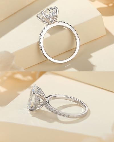 3.5CT Oval Cut Engagement Rings for Women,Simulated Diamond Ring,925 Sterling Silver 18K Yellow/White Gold Plated Promise Ring3