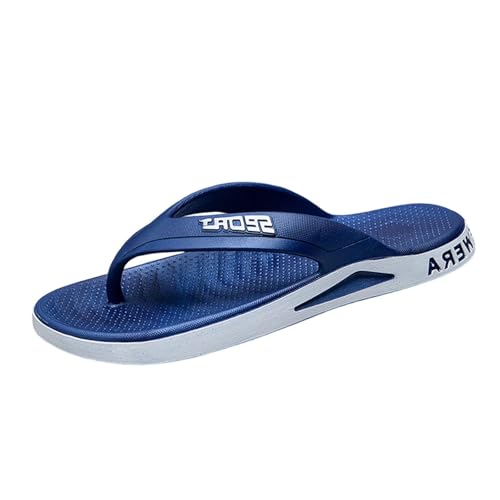 Blue Men's Summer Slippers Casual Non Thong Slides Fashionable Beach Footwear for Outdoor Indoor Wear Plus Anti Slip and Comfortable